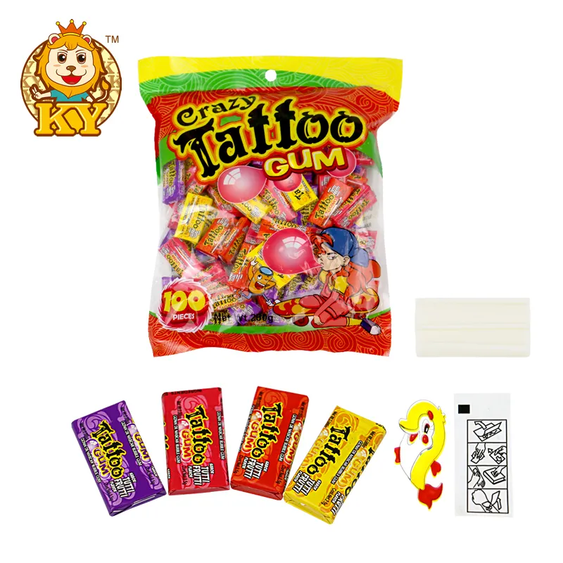 Fournisseur de bonbons en gros bonbons à mâcher personnalisés avec tatouage