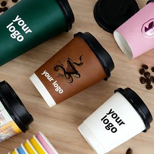 Gobelet à café en papier jetable écologique recyclable à double paroi imperméable avec logo personnalisé imprimé - Product Image 6