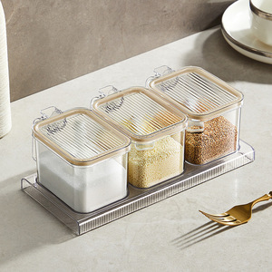 Spice Jar Set 3Pcs Airtight Plastic Lids For Solid Seasonings Kitchen Storage M Size - Product Image 1