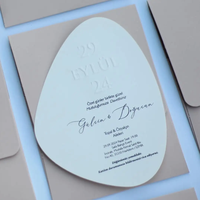 Personalizado Irregular Tarjeta de Boda Invitación 3D Papel de Arte en Relieve Impresión Digital Contenido Personalizado Forma Simple Sobre Lujoso
