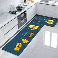 Ensemble de tapis de cuisine à motifs de dessins animés, 2 pièces, en boue de diatomée, polyester, avec support en caoutchouc, absorbant, antidérapant, doux, pour la décoration du sol de la maison