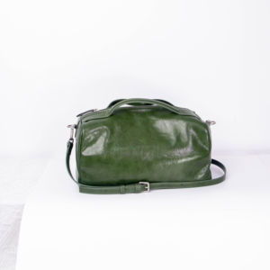 Custom Lady Fashionable Genuine Leather Retro <b>Crossbody</b> <b>Bag</b> <b>Large</b>-Capacity Boston <b>Bag</b> Made Emerald Green Oil Wax Cowhide All - Product Image 1