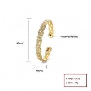 Bracelet en alliage de cuivre plaqué or 18 carats pour femme, bijoux simples et tendance, vente en gros - Product Image 4