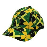 Casquette de baseball à imprimé intégral avec drapeaux nationaux des îles des Caraïbes : Jamaïque, Cuba, République Dominicaine, Haïti - Vente en gros