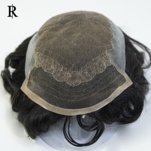 Peluca de Cabello Humano Virgen 100% Natural, Negra, Ondulada, de 6 Pulgadas, para Hombre, con Base de Encaje y PU, Cabello Indio - Product Image 2