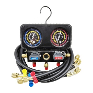 Manomètre de pression de réfrigérant R134A/R22/<span class=keywords><strong>R410</strong></span>/R404 avec tuyau de charge, raccord rapide, clé à valve et ouvre-<span class=keywords><strong>bouteille</strong></span> - Product Image 5