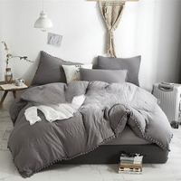 Parure de lit quatre pièces brodée couleur unie, drap-housse, taie d'oreiller, douce pour la peau, faible sensibilité – Meilleure vente