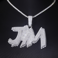 Vente en gros Pass Diamond Tester Moissanite A-Z Initial Pendentif 925 Sterling Silver Iced Out Bijoux Hip Hop Lettre Pendentif pour Hommes