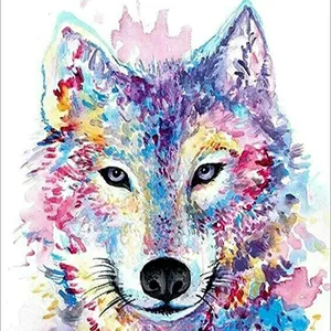 Full Drill Diy 5d Crystal Diamond Painting Kits Animal Wolf And Feather Wholesale DIY Diamond Embroidery Paintings Wall Art