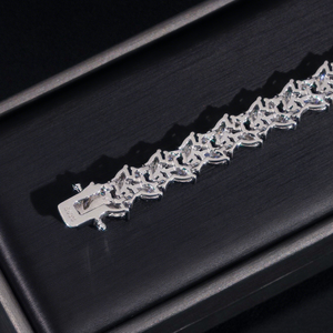 Bracelet Moissanite de 9mm en argent sterling 925 glacé personnalisé, coupe marquise, passe le test de diamant, chaîne de <span class=keywords><strong>tennis</strong></span> VVS pour femme - Product Image 3