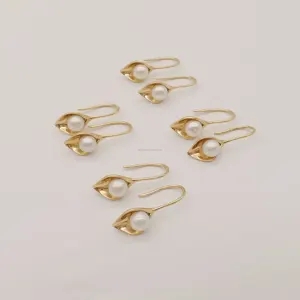 Fine Jewelry Earrings Natural Pearl Gold Drop Earrings Dainty Jewelry 14k Solid Gold Earrings For Women