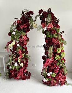 Arco de Flores Artificiales para Boda al por Mayor, Arcos Florales en Rosa, Verde y Rojo con Diseño de Cuerno de <span class=keywords><strong>Vaca</strong></span> para Decoración de Fondo de Boda al Aire Libre y Ceremonias - Product Image 6