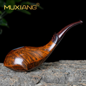 Muxiang Handmade Briar Smoking Pipe Bent Type 3mm Smoke Channel Solid Wood Tobacco Pipe - Product Image 3