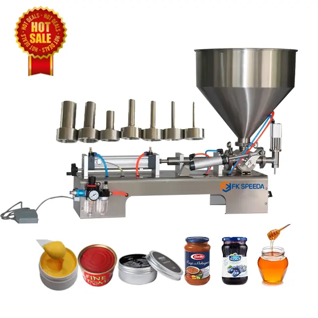 FKF601-máquina semiautomática de llenado de pasta de Chocolate, salsa de Chile, bolsita esencial, aceite, miel, pistón, para líquido de leche