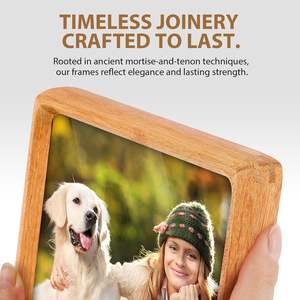 Cadre <span class=keywords><strong>photo</strong></span> en bois de teck avec verre véritable et passe-partout double, cadre carré en bois naturel pour l'affichage mural ou sur table - Product Image 6