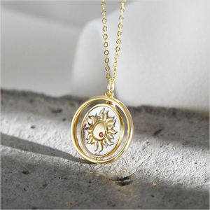 Collar con colgante de sol y luna de doble cara chapado en oro y plata 2021, joyería de diseño a la moda, 925 - Product Image 2