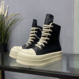 Bottes montantes de luxe pour homme en cuir véritable respirant, collection automne-hiver, à semelle épaisse et rehaussante, à lacets, par le créateur Owens - Product Image 2