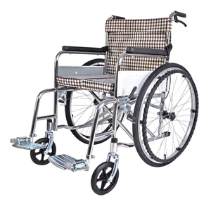 Silla de ruedas manual Plegable ligera y portátil de acero al por mayor para uso en centros de salud y atención domiciliaria para discapacitados - Product Image 1