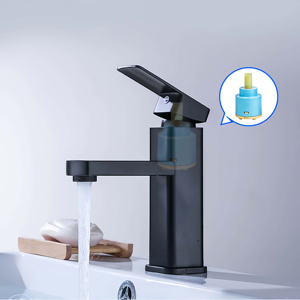 Thiết kế hiện đại màu đen thép không gỉ phòng tắm lưu vực vòi duy nhất-lỗ gắn kết với xử lý đơn bán Hot - Product Image 4