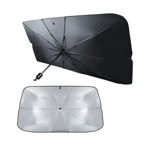 Grosir Logo kustom 125cm 140cm pelindung UV penahan matahari kaca depan Interior mobil portabel payung kerai dapat dilipat