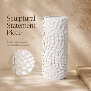 Jarrón de Cerámica Blanco Mate Personalizado, Moderno, con Relieve Escultural, Decorativo, para Flores, para Decoración de Mesa en Hogar u Hotel, OEM, ODM, Venta al Por Mayor - Product Image 3