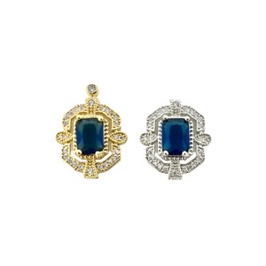Pendentif géométrique en zircon taille émeraude avec breloques en cristal, pour usage quotidien, serti clos en cuivre plaqué, Yiwu Hiver 2024 - Product Image 5