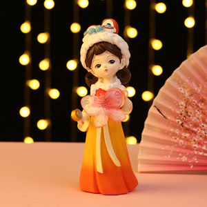 Yu Mo Adorno de Resina Estilo Antiguo para Niña, Figura Creativa para Decoración del Hogar, Sala de Estar, Recibidor, Soporte de TV - Product Image 3