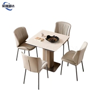 Table à manger extensible en pierre frittée JINRUISHENGDA, style moderne minimaliste pour petits espaces, base en acier inoxydable