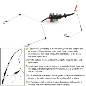 Vente en gros OEM, Cage à appâts de pêche avec plomb et émerillon, 20g-80g, longueur 52cm, trois hameçons, avec ligne et hameçons <span class=keywords><strong>pour</strong></span> la pêche à la carpe au feeder - Product Image 4