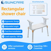 Chaise de bain pour personnes âgées en alliage d'aluminium, large, amovible, réglable en hauteur, avec accoudoirs antidérapants, capacité 120 kg, pour salle de bain