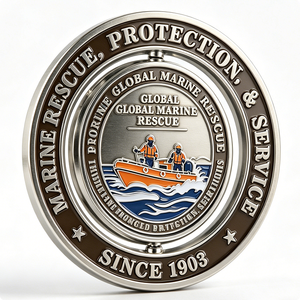 Pièce de monnaie personnalisée 3D rotative en alliage de zinc double couche, commémorative d'honneur, sur le thème du sauvetage maritime et des sports nautiques, souvenir du service de sauvetage maritime - Product Image 2