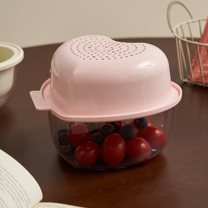Heart Shaped <b>Drain</b> <b>Basket</b> Double Layer Pet Mini Fruit Plate Kitchen Sink Strainer Blue - Product Image 3