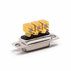 Konektor Coax 3W3 D-SUB Kombo pasang PCB sudut kanan untuk tipe Solder