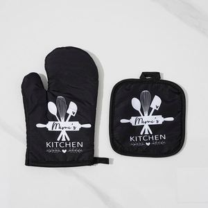 Custom Printed Microwave Bbq Kitchen Glove Mitt Heat Resistant Baking Chef Cooking Oven Mitts and Pot Holder <b>Set</b> - Product Image 5