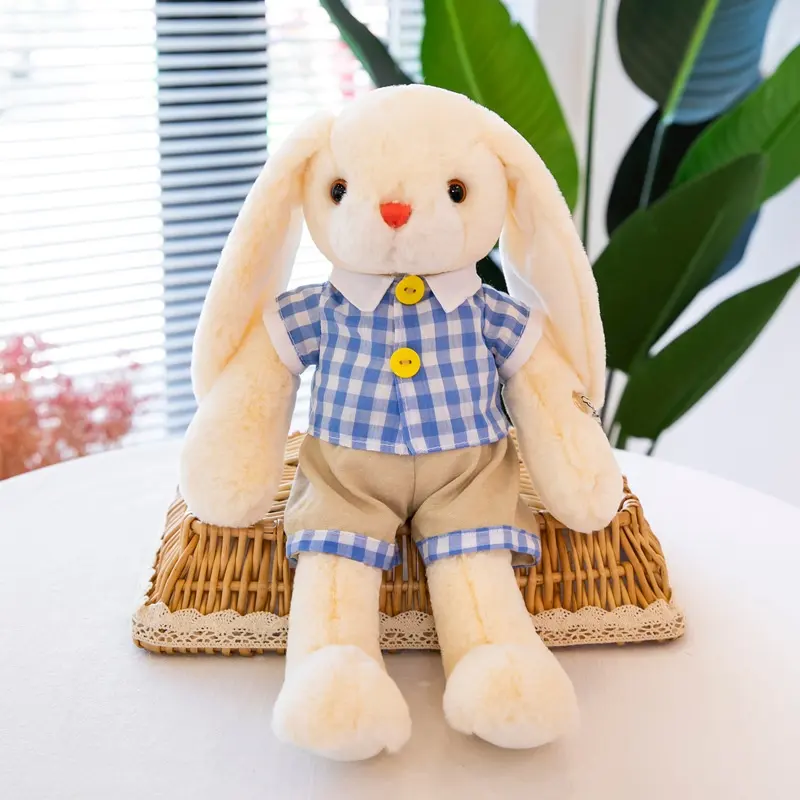 Conejo de peluche pequeño personalizable para bebé, conejo de peluche suave con ropa, bonito conejo