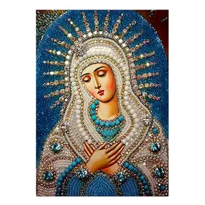 Hot Custom AB 5d Diamond Painting Products La Virgen María Decoración para el hogar Diamond Religious Picture Full Drill Wall Art Painting