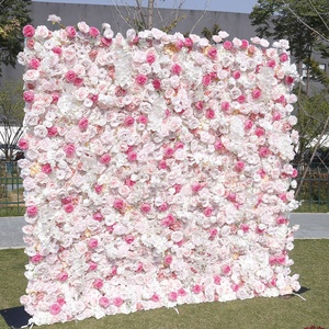ผนังดอกไม้ประดิษฐ์สำหรับงานแต่งงานขายส่ง ดอกกุหลาบสีชมพู ดอกไม้ประดิษฐ์สำหรับงานแต่งงาน งานวันเกิด ตกแต่งฉากหลัง - Product Image 2