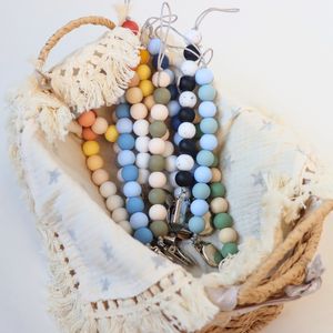 Regalo para recién nacido, cuentas <span class=keywords><strong>de</strong></span> silicona sin BPA, juguete dulce infantil, soporte para chupete plateado, cadena con Clip para chupete <span class=keywords><strong>de</strong></span> bebé - Product Image 4