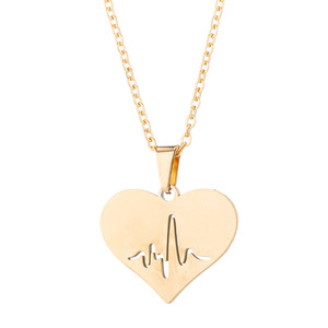 Parure de bijoux tendance en acier inoxydable : collier pendentif cœur, boucles d'oreilles électrocardiogramme, cadeau pour médecins et infirmières - Product Image 5