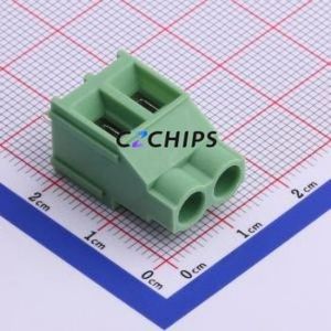 XY636-6.35-2P Screw Terminal Block Through hole Component (THT),P=6.35mm Connector 1x2P 6.35mm Green Through Hole - Product Image 1