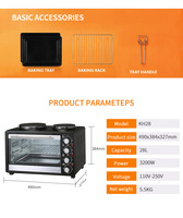 Four grille-pain électrique compact 28L avec 2 plaques chauffantes, compatible français, fonction maintien au chaud, appareil de cuisine pour usage domestique