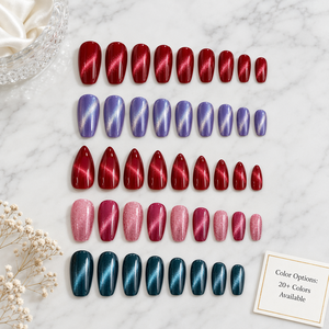 Uñas Postizas Acrílicas al por Mayor, Diseño Ojo de Gato, Color <span class=keywords><strong>Verde</strong></span> Almendra, 30 Piezas, Uso Diario, Fabricación OEM - Product Image 2