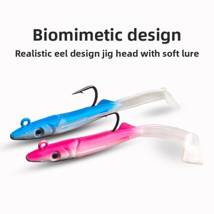 LOVITA Esca <span class=keywords><strong>Artificiale</strong></span> Morbida a Forma di <span class=keywords><strong>Anguilla</strong></span> con Testa in PVC, Amo Integrato, per Bass e Pesce Mandarino, Esca Bionica da Pesca - Product Image 4
