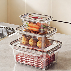 Juego de 3 Recipientes de Plástico Transparente para Conservar Alimentos Frescos, Lonchera, Contenedor de Almacenamiento de Alimentos para Frutas y Verduras, 600+1300+2400 ml - Product Image 1