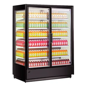 Supermercado duas portas vidro bebida refrigerador exibição geladeira cerveja vitrine refrigerador frigorífico