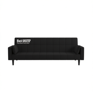 Sofá Cama Estándar de Poliéster Negro, Convertible, con Respaldo Acolchado, para Sala de Estar, 3 Plazas - Product Image 1