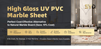 Revêtement mural en PVC UV effet marbre, panneau élégant à effet veiné pour villas, appartements et bureaux