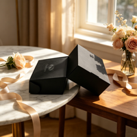 Boîte cadeau en carton ondulé avec logo personnalisé imprimé, revêtement UV, doublure en éponge, emballage en carton écologique et recyclable