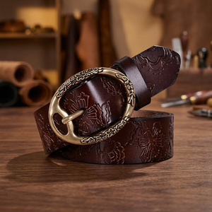 Cinturones de Lujo para Hombre BS INTERNATIONAL con Hebilla Cuadrada de Acero, Ancho Personalizado, Cuero Genuino de Vaca Ecológico, Estilo Vintage Sólido - Product Image 1