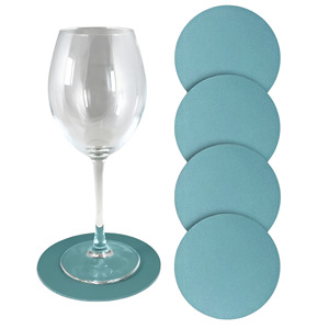 LOT DE 4 SOUTIEN-PROTÈGEURS DE VERRE EN FAUX CUIR TIFFANY, DIAM. 12,5 cm - Product Image 1